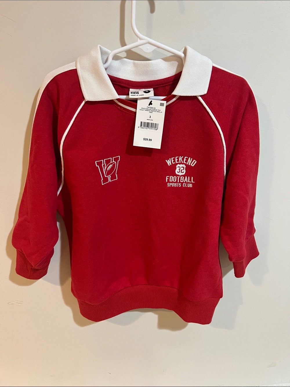 Cotton On Red & White Kids Polo Sweatshirt